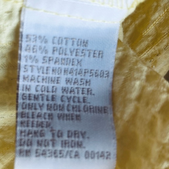 Women’s Size 20W Blouse TanJay Yellow Button Down 3/4 Sleeves V Neck Textured - Picture 9 of 10